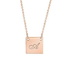 Check out our rose gold necklace personalized selection for the very best in unique or custom, handmade pieces from our necklaces shops. New Square Rose Gold Engraved Necklace