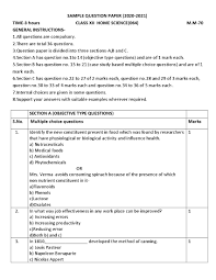 Cbse Sample Papers 2021 For Class 12 Home Science Aglasem Schools