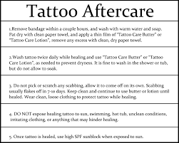 Taking good care of your new tattoo right after you get it will help it heal quickly and stay vibrant. Tattoo Aftercare Leaflet Tattoo