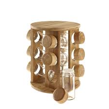 Wooden Rotating Revolving Bamboo Spice Rack Glass Jars Gift For Kitchen Him Her Spice Rack Glass Bamboo Spice Rack Spice Jars