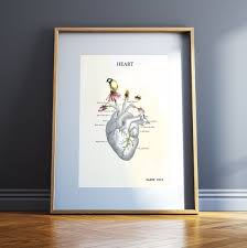 Graduation Gift For Nurse Medical Assistant Gifts Anatomical Etsy Heart Art Print Anatomical Heart Art Medical Artwork