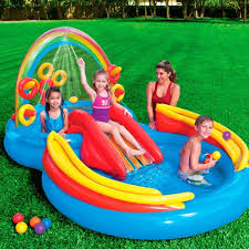 Inflatable Swimming Pool Rainbow Ring Kiddie Toddler Outdoor Play Center Outdoor Intex Kid Pool Play Pool Kiddie Pool