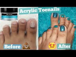 Foot Transformation How I Extend My Short Toenails Using Acrylic Without Tip Pedicure At Home Youtub Toe Nails Acrylic Toe Nails Acrylic Nails At Home