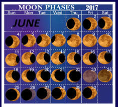 Monthly June 2017 Lunar Calendar With Moon Phases Quote