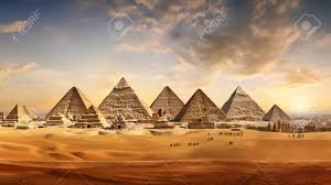 Panoramic View Of The Pyramids Of Giza In Egypt Stock Photo, Picture and  Royalty Free Image. Image 209411870.
