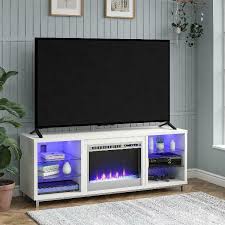 Electric fireplace tv stands not only prevents the homeowner from having to buy a media center and an electric fireplace separately but also creates a beautiful focal point for any living room. Ameriwood Lumina 1822096com Tv Stand Fireplace Rack White For Sale Online Ebay