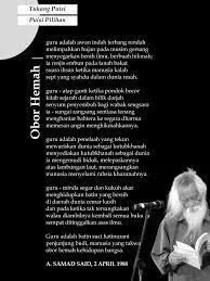 Sajak hidup bersama crystal tii docx sajak hidup bersama u2013 a samad said pemikiran puisi hidup bersama ini membawa fikiran idealisme bangsa demi course hero. Tukang Puisi Obor Hemah Puisi Sn A Samad Said Yang Facebook