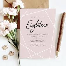 This listing offers a only digital version of this product. Pink Geometric 18th Birthday Invitation Instant Download Etsy 18th Birthday Invitation Birthday Invitations Debut Invitation Card