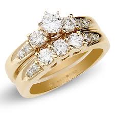 4.4 out of 5 stars. Three Stone 14k Yellow Gold Diamond Wedding Ring Set Jewelryvortex Com