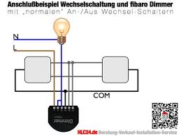 Anschlussbeispiel Wechselschaltung Und Fibaro Dimmer Intelligente Haustechnik Elektroinstallation Haustechnik