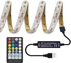 Amazon Com Rgbww Usb Led Strip Lights Kit 5v Powered Rgb Cold White And Warm White Color Changing And Color Temperature Adjustable Strips With 28 Keys Remote Control 6 56ft Ambiance Light Strip For