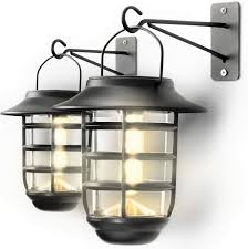 Amazon Com Home Zone Security Solar Wall Lantern Lights Outdoor 3000k Decorative Light Fixture Wall Mount With No Wiring Required 2 Pack Home Improvement