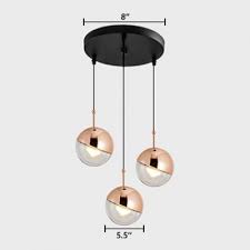 Rose Gold Orb Pendant Light Fixture Modern Transparent Glass 3 Light Suspended Light Beautifulhalo Com