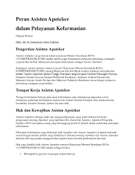 Check spelling or type a new query. Doc Peran Asisten Apoteker Dalam Pelayanan Kefarmasian Ira Yuliawati Academia Edu