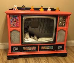 Vintage Tv Dog Bed Cabinet By Hippieduckfunkyart On Etsy Tv Dog Beds Dog Bed Pet Furniture