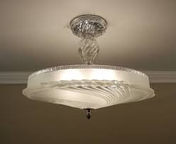 Vintage 1940 S Ultra Art Deco Swirl Glass Chrome Ceiling Light Lamp Fixture Lg 17 Rewired Art Deco Lighting Art Deco Bathroom Vintage Light Fixtures