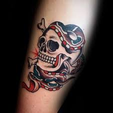 Skull and rose tattoos and skull flowers tattoos. 50 Traditional Skull Tattoo Designs For Men Manly Ink Ideas