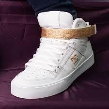 Black And Gold Dc High Tops Women S Dc Shoes Pure High Top V Skate Shoes In 2020 Dc Shoes Women Casual Shoes Women Dc Shoes