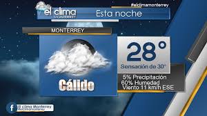 Winds variable at 2 to 9 mph (3.2 to 14.5 kph) (3.2 to 14.5 kph). El Clima Monterrey Media Facebook