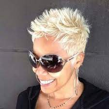 Simple Short Spiky Blonde Haircut For Black Women Spiky Short Haircuts Short Hair Styles Pixie Short Spiky Hairstyles Short Spiky Haircuts