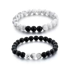 Black And White Bracelet Fashion Black White Natural Stone Distance Beads Bracelet Charm Men Bracelets Boy Yoga Wristband Jewelry Gift For Women Lover Beaded Bracelets Bracelets For Men Stone Bracelet