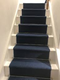 Standard staircase, custom stair runners or hall runner installation. Regal Blue Sisal Stair Runner Stair Runner Carpet Stair Runner Carpet Stairs