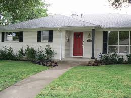 It looks hideous but i have. White House Black Shutters Red Door Google Search Ranch House Exterior Exterior Paint Colors For House House Exterior