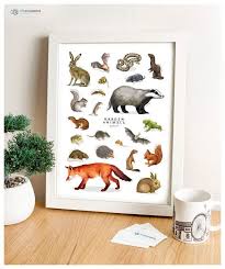 British Garden Animals Art Animal Print Wildlife Poster Etsy British Wildlife Art Garden Animals Nature Wall Art