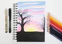 Fill the walls of your home with a beautiful artwork that means something to you. Colored Pencil Sunset Art Journal Page Journal Freaks