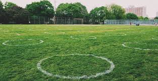 After a busy weekend at trinity bellwoods, the city has painted white circles all over the park to help ensure that people are keeping their distance while visiting the area. Physical Distancing Circles Are Officially Back At Trinity Bellwoods News