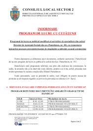 Program de lucru cu publicul pentru punctele de lucru din oraşele judeţului. Program De Lucru Cu CetÄÈenii Directia Generala De Asistenta Sociala Si Protectia Copilului Sector 2