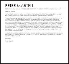 Nuclear Medicine Technologist Cover Letter Sample Cover Letter Templates Examples