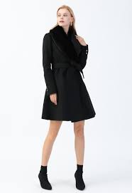 Quality service and professional assistance is provided when you shop with aliexpress, so don't wait to take advantage of our prices on these and other items! Faux Fur Collar Belted Flare Coat In Black Retro Indie And Unique Fashion