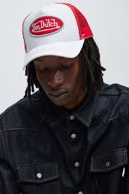 Von Dutch White & Red Trucker Hat