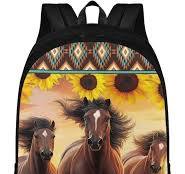 Amazon.com | TOADDITDO Sunflower Horse Backpack for Girls 17 ...