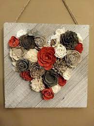 Coral And Brown Grey Sola Wood Flower Heart Wood Wall Hanging Crafts Flower Crafts Sola Wood Flowers