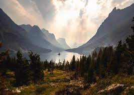 Mountain And Lake Landscape Scene At Alexandrahurst L B Digital Art By Gert J Rheeders