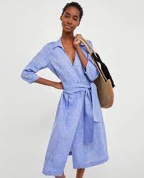 Imagine 2 Din Rochie Midi Tip Pareo De Pe Zara Robe En Lin Mode Fringues