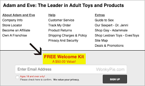 Today's top adam & eve coupon: Adam Eve Free Welcome Kit Or Mystery Gift Contents