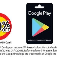 Not redeemable at kmart new. 20 Off Google Play Gift Cards Coles Ozbargain