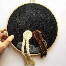 Now its not necessary for your threads to completely cover like true hair does but i do. Two Girls Beneath The Stars Dutch Braids Embroidery Hand Embroidery Embroidered People Contemporary Embroidery Art 3d Embroidery Contemporary Embroidery Ribbon Embroidery Embroidery Art