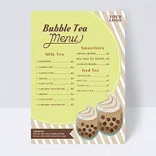 Striped Pearl Milk Tea Shop Menu Design Bubble Tea Menu Milk Tea Menu Design
