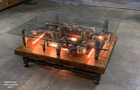 Venice, california furniture and instrument builder charles lushear (previously) has created an awesome steampunk coffee table designed after the classic. Steampunk Industrial Barnwood Coffee Table Machine Age Lamps Steam