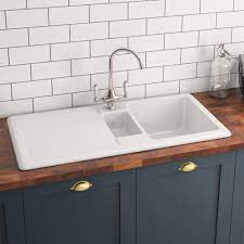 Check spelling or type a new query. Butler Rose 1 5 Bowl White Ceramic Kitchen Sink With Reversible Drainer 1010mm X 510mm Tap Warehouse