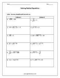 Solving system of equations multple choice worksheets. Solving Radical Equations Pair Share Worksheet By Algebra Funsheets