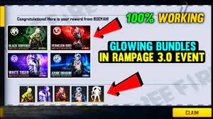 Play in 150 minutes free fire clam new bundle Free Fire Rampage 3 0 New Dawn Bundle Free Fire Redeem Code Rampage Event Free Rewards Youtube