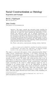 Pdf Social Constructionism As Ontology Exposition And Example