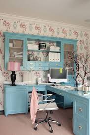 Aqua Office Wallpaper Feminine Home Offices Home Office Design Home Office Furniture