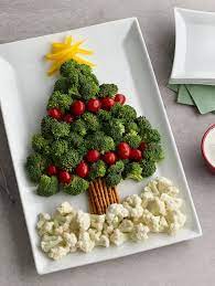 Steam/roasted sprouts with smoked bacon and garlic. Christmas Tree Vegetable Platter Recipe Veggie Christmas Christmas Vegetables Christmas Veggie Tray