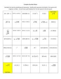 Complex Number Imaginary Maze Review Worksheet Complex Numbers Math School High School Math Teacher